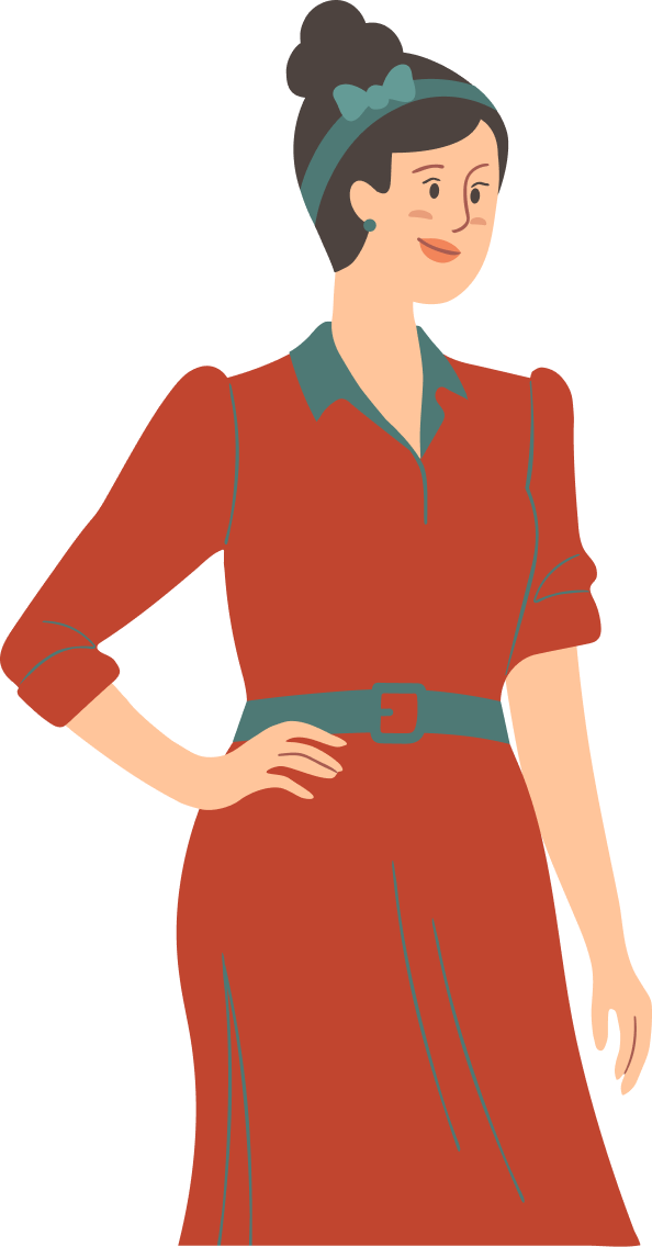 Floorentine mit rotem Kleid